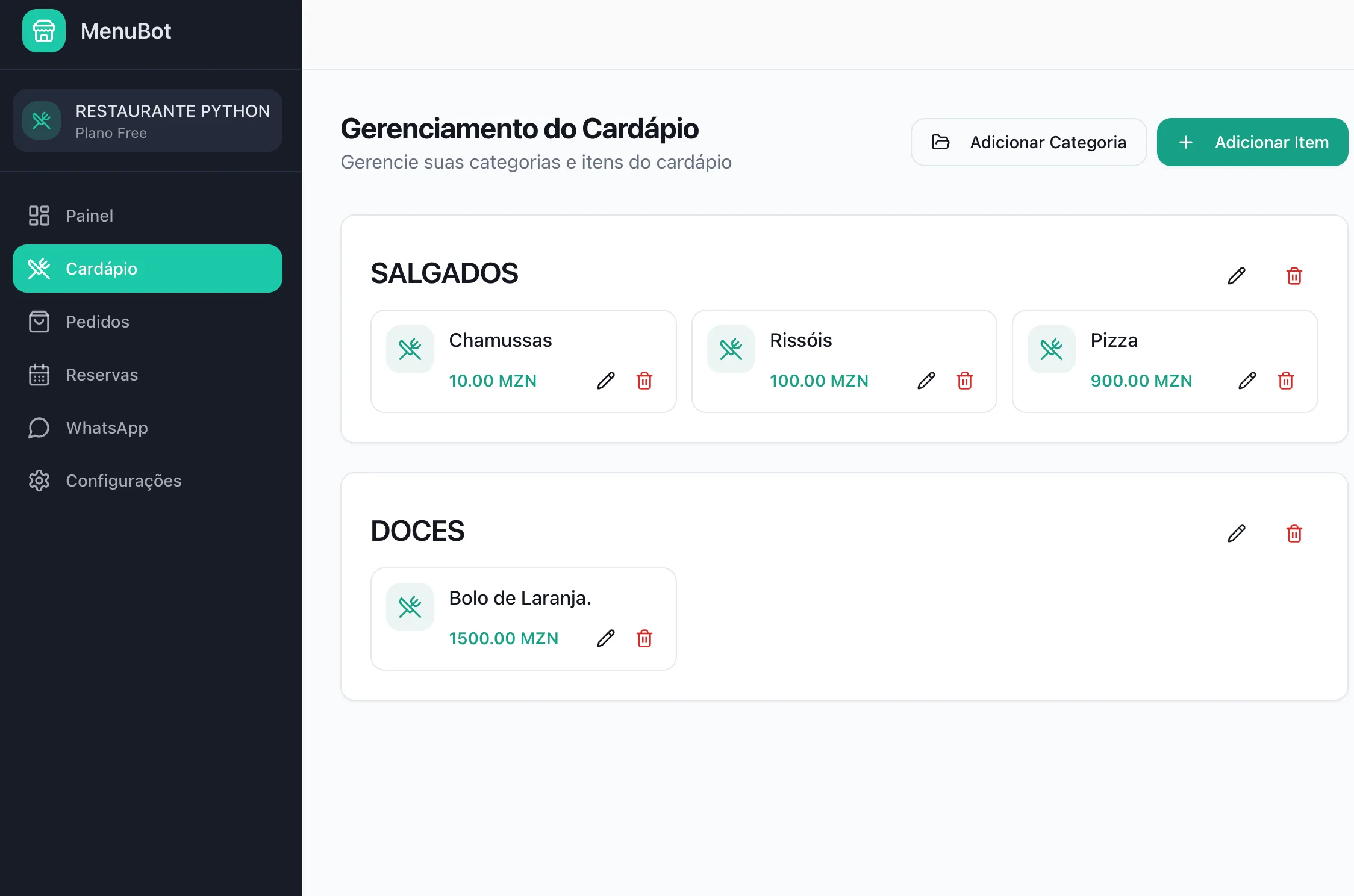 WhatsApp Bot para Encomendas